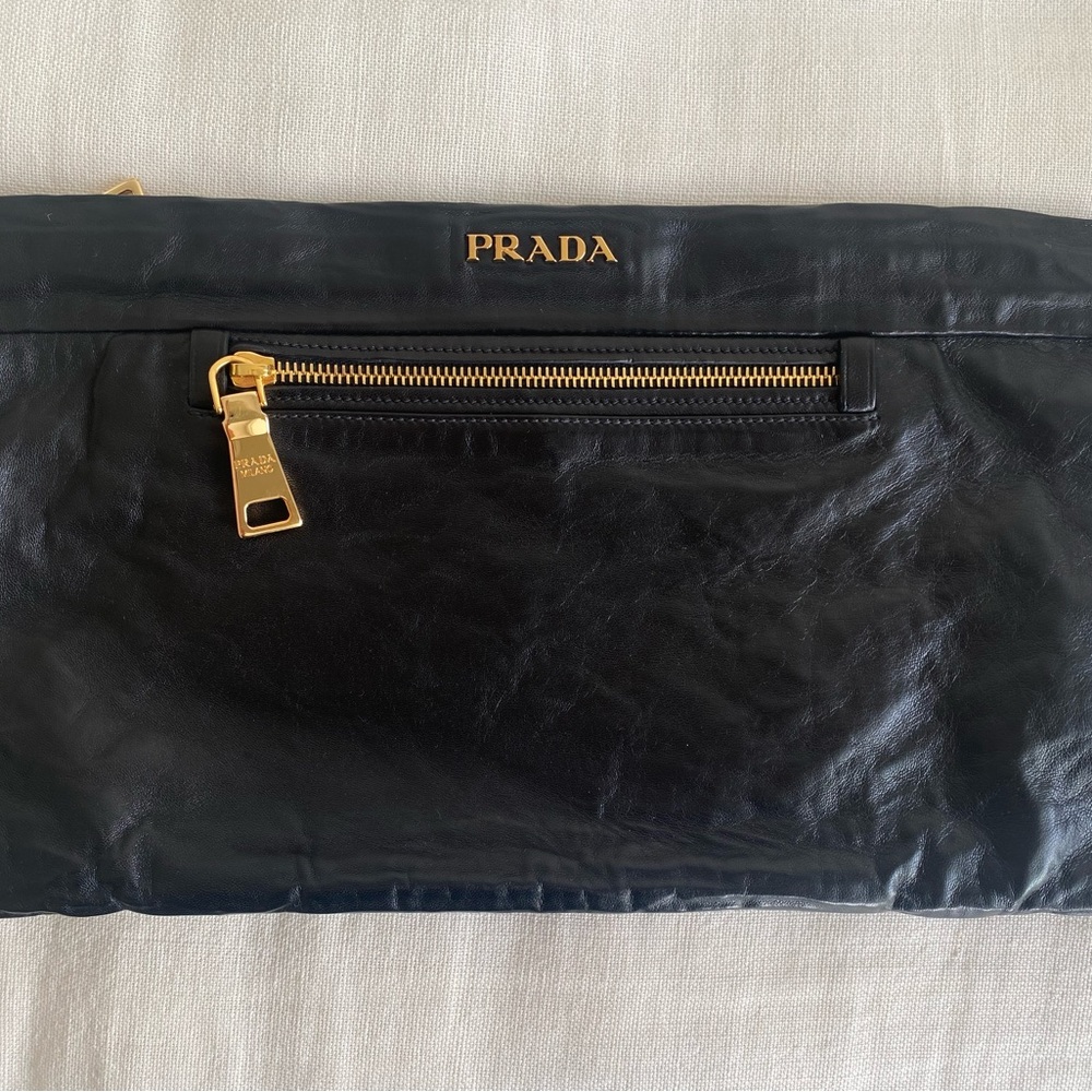 Prada Black and Gold Leather Bag